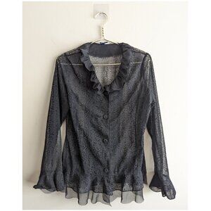Vintage Whimsygoth Y2K lace sheer blouse